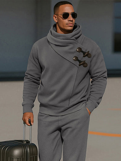 Trendy Asymmetric Placket Sweatsuit Set