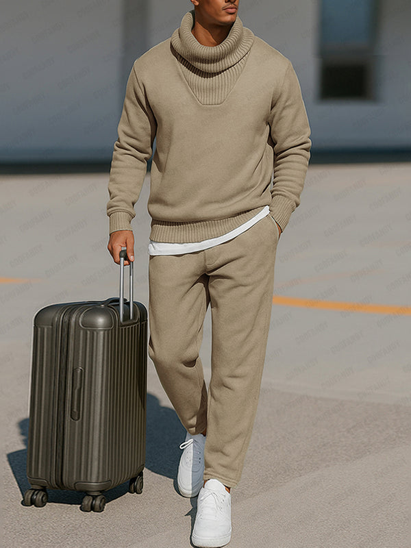 Comfy Ribbed Turtleneck Sweatsuit Set