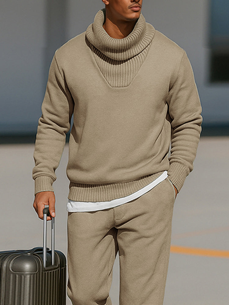 Comfy Ribbed Turtleneck Sweatsuit Set