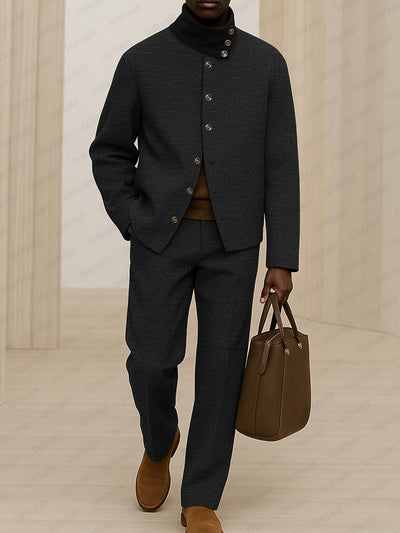 Elegant Designer Stand Collar Suit Set