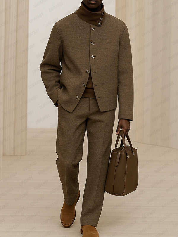 Elegant Designer Stand Collar Suit Set