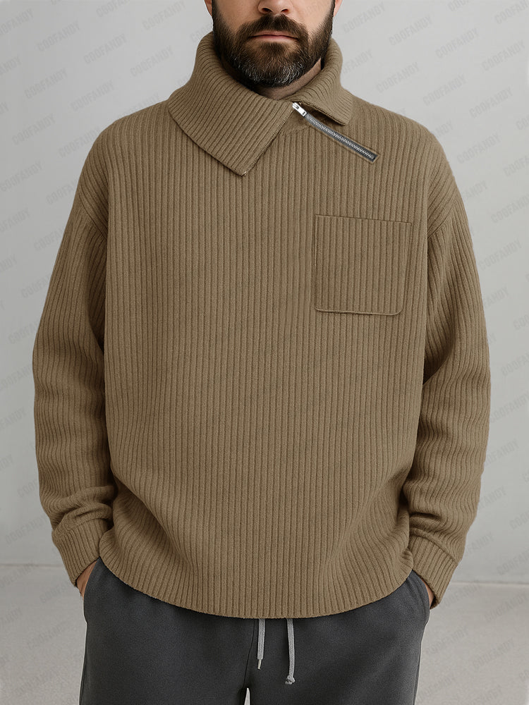 Casual Asymmetric Collar Knit Sweater