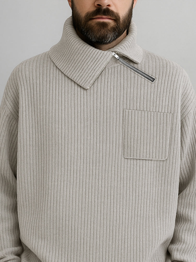 Casual Asymmetric Collar Knit Sweater