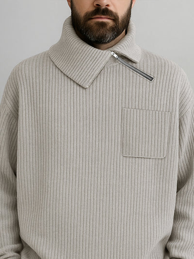 Casual Asymmetric Collar Knit Sweater