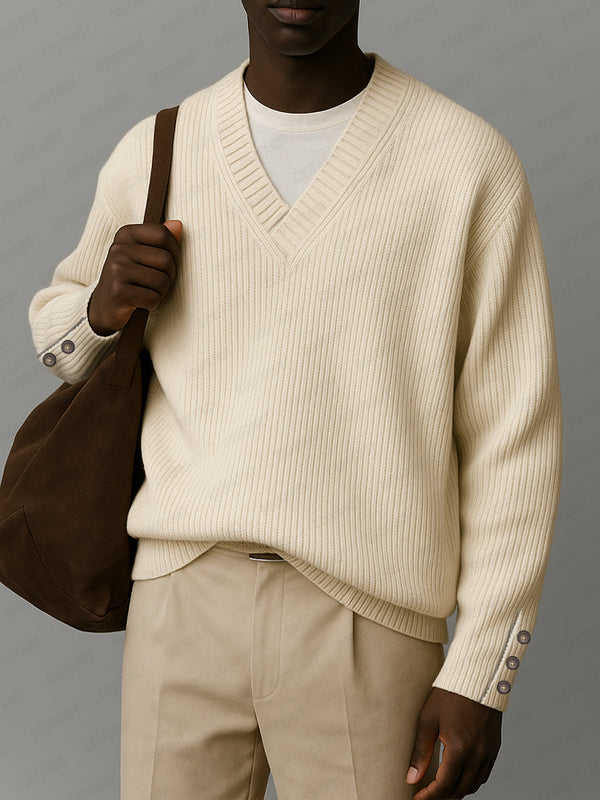 Versatile Basic V-Neck Pullover Sweater
