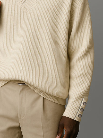 Versatile Basic V-Neck Pullover Sweater