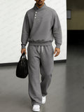Casual Asymmetric Collar Sweatshirt Pants Set