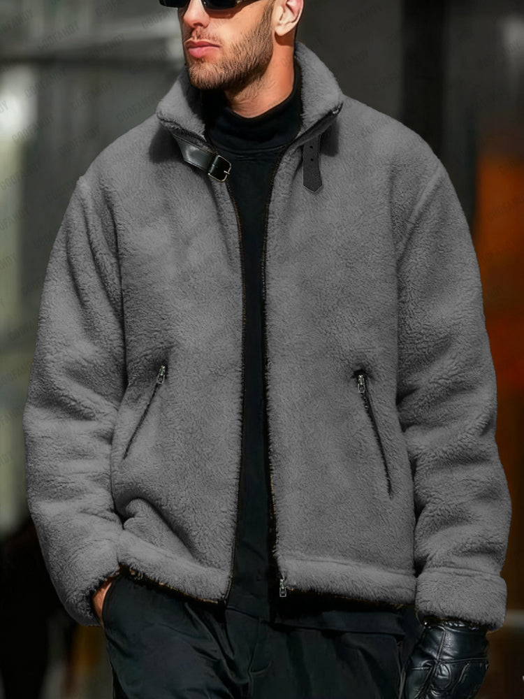 Ultra-Soft Warm Fleece Bomber Jacket