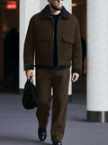Urban Casual Fleece Collar Jacket Pants Set