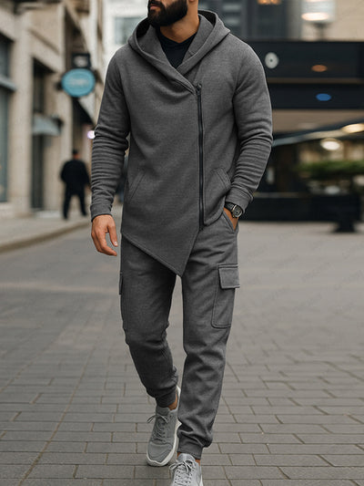 Trendy Asymmetric Design Jacket Pants Set