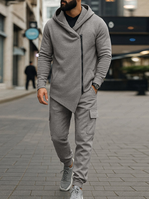 Trendy Asymmetric Design Jacket Pants Set