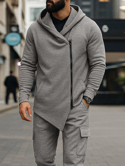 Trendy Asymmetric Design Jacket Pants Set