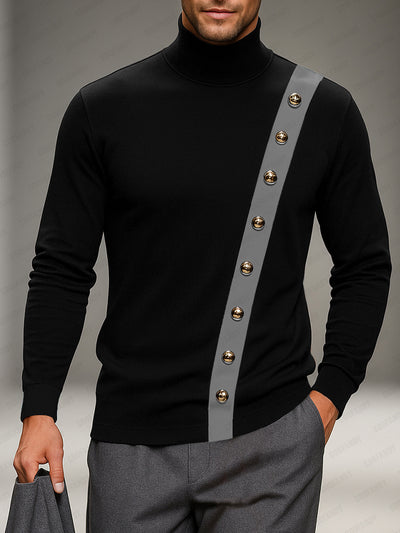 Designer Turtleneck Contrast Color Top