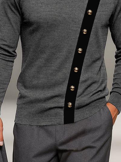 Designer Turtleneck Contrast Color Top