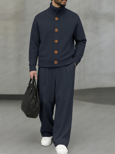 Comfort Ribbed Panel Jacket Pants Set