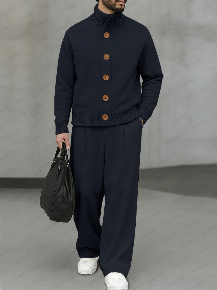 Comfort Ribbed Panel Jacket Pants Set