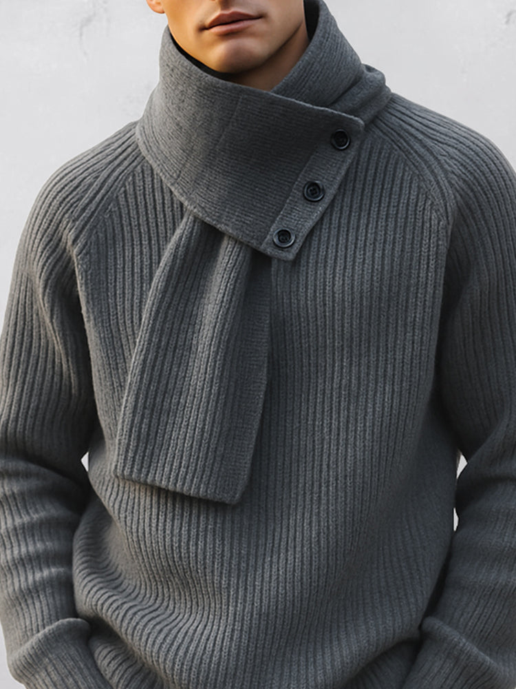 Minimalist Crew Neck Sweater and Scarf Set