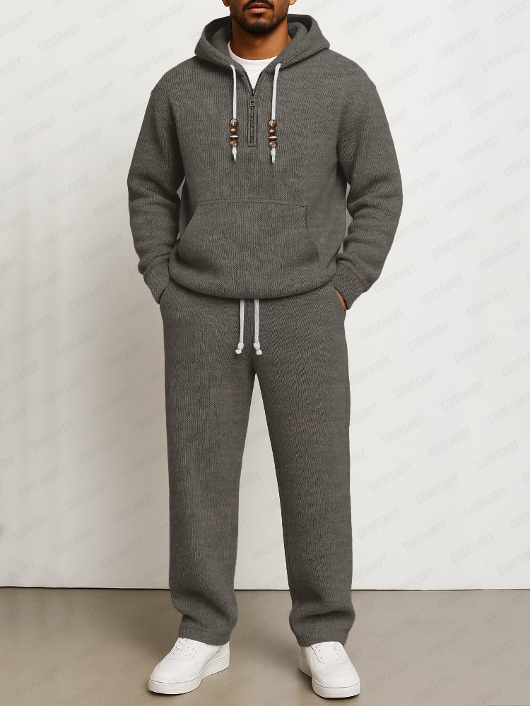 Athleisure Knit Hoodie Sweatpants Set