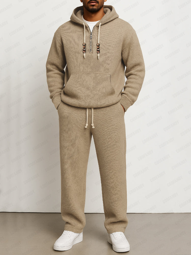 Athleisure Knit Hoodie Sweatpants Set
