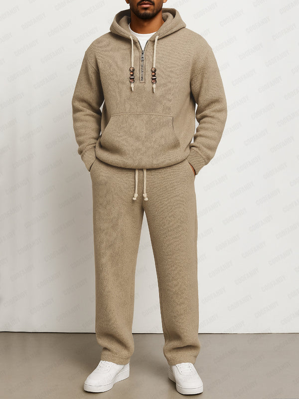 Athleisure Knit Hoodie Sweatpants Set