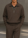 Casual Luxury Knit Polo Shirt Pants Set