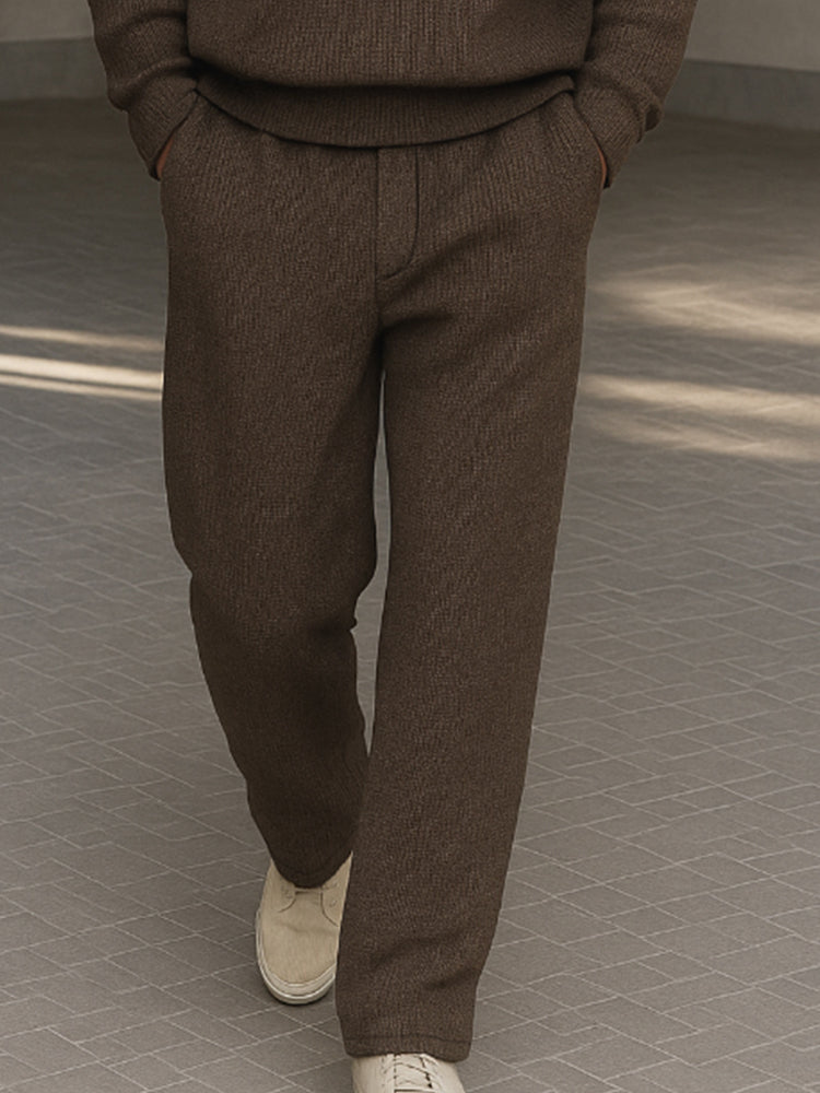 Casual Luxury Knit Polo Shirt Pants Set