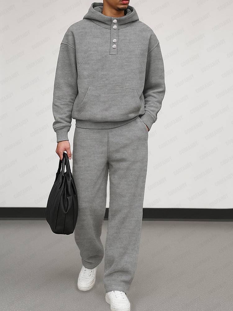 Athleisure Half Button Sweatsuit Set