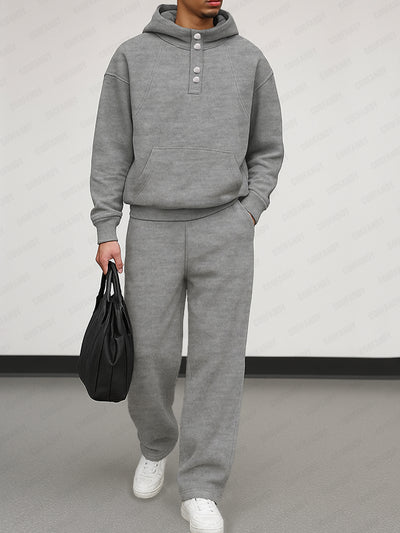 Athleisure Half Button Sweatsuit Set