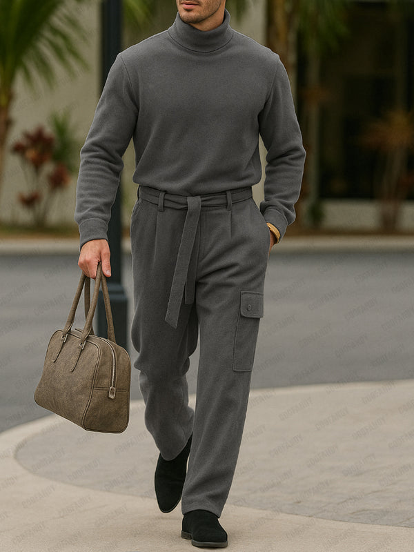 Urban Turtleneck Basic Top Pants Set