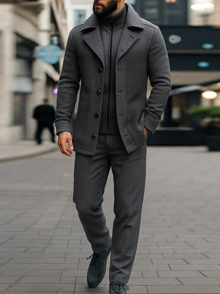 Casual Fake 2-Piece Jacket and Pants Set