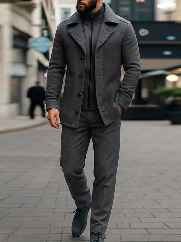 Casual Fake 2-Piece Jacket and Pants Set