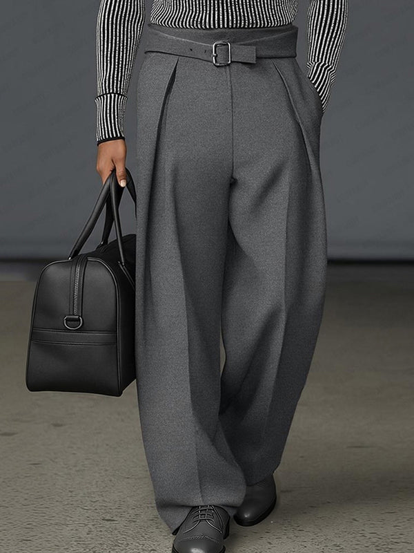 Urban Casual Belted Suit Pants