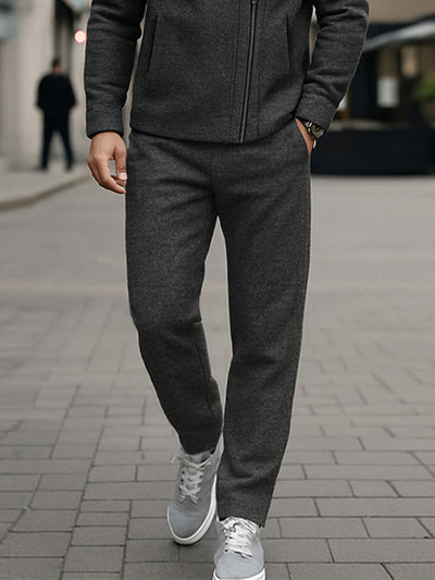 Unique Diagonal Zipper Jacket Pants Set