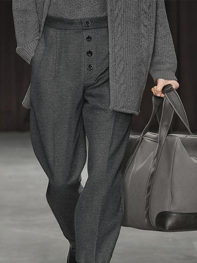 Modern Decorative Button Front Suit Pants
