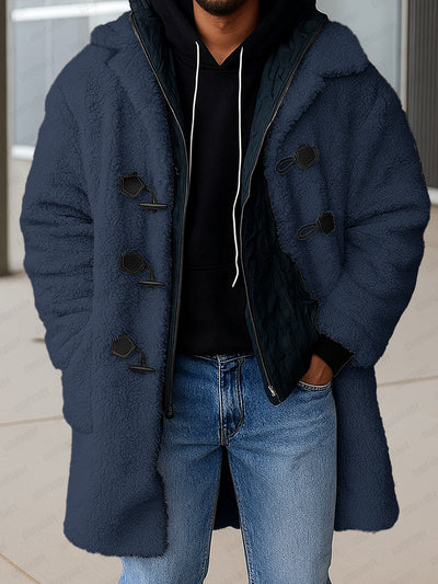 Casual Horn Toggle Button Fleece Coat