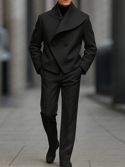 Stylish Asymmetry Design Blazer Pants Set