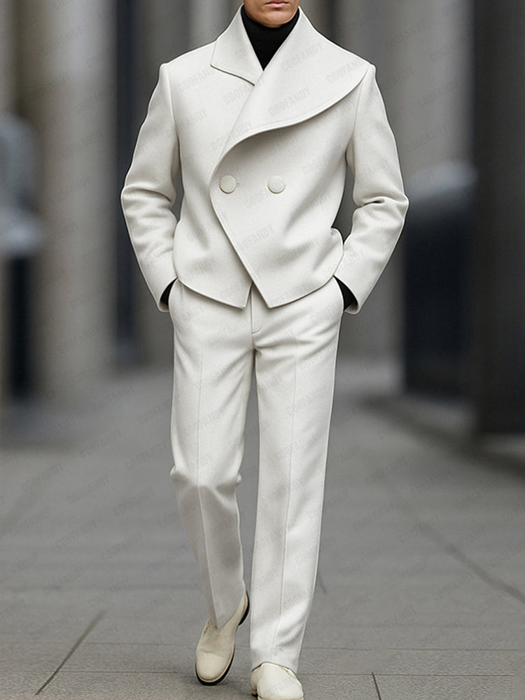 Stylish Asymmetry Design Blazer Pants Set