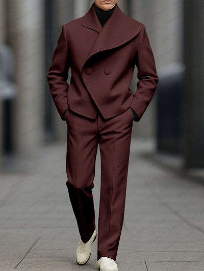 Stylish Asymmetry Design Blazer Pants Set