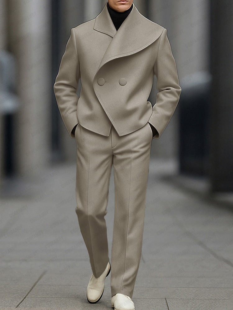 Stylish Asymmetry Design Blazer Pants Set