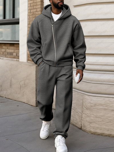 Diagonal Zipper Design Athleisure Set