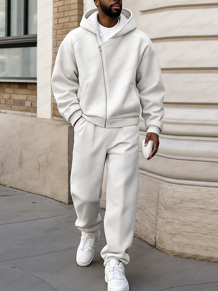 Diagonal Zipper Design Athleisure Set