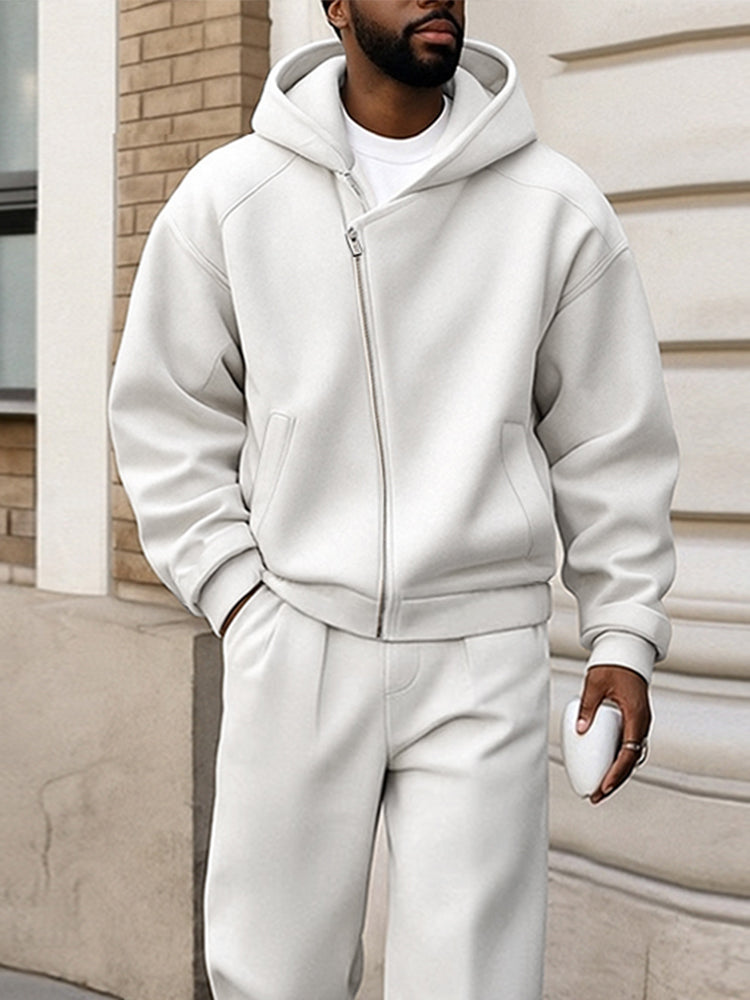 Diagonal Zipper Design Athleisure Set