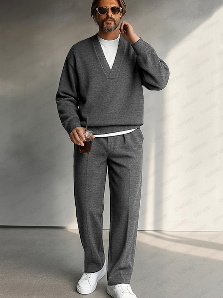 Minimalist Fake Layered Top Pants Set