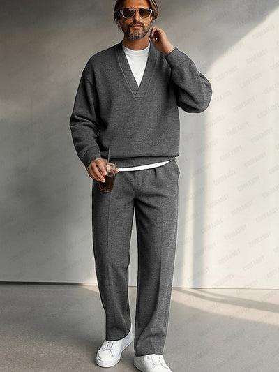 Minimalist Fake Layered Top Pants Set