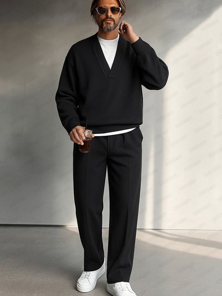 Minimalist Fake Layered Top Pants Set