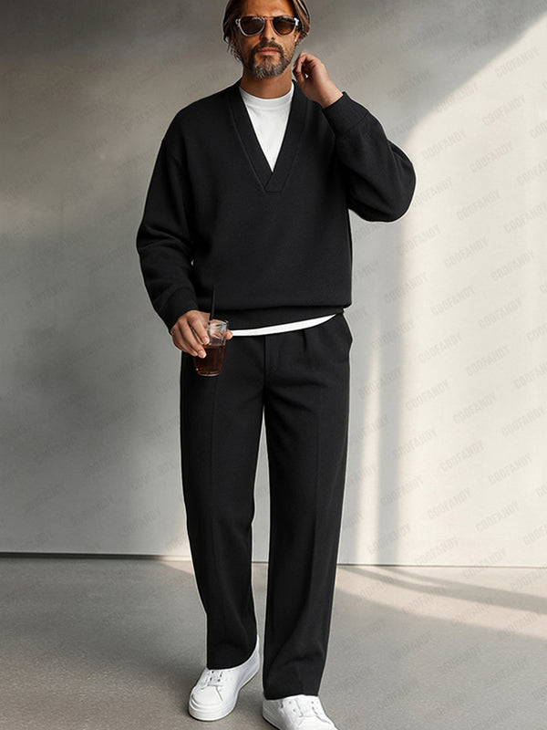 Minimalist Fake Layered Top Pants Set