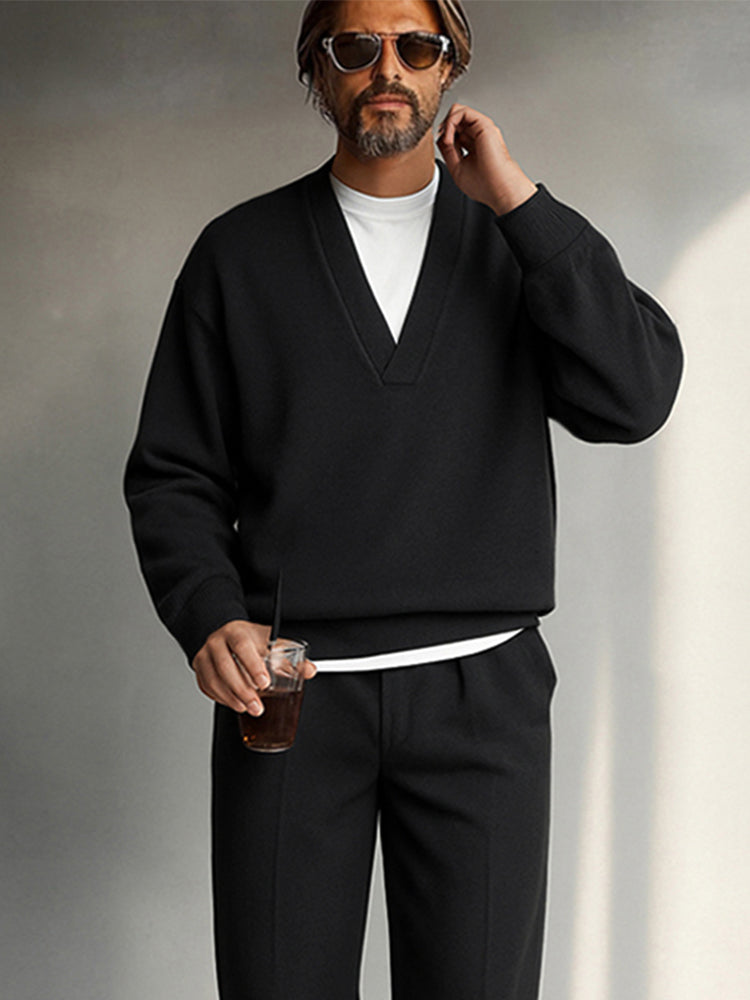 Minimalist Fake Layered Top Pants Set