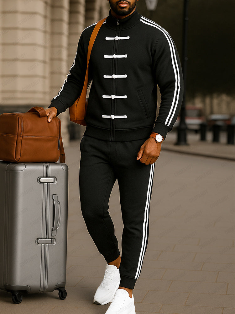 Athleisure Toggle Zip Dual Placket Jacket Set