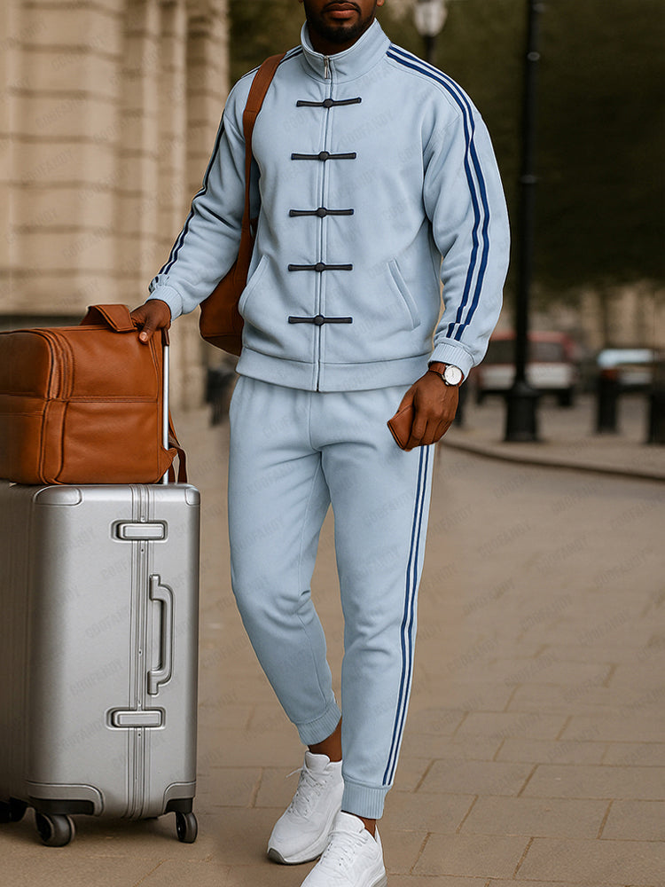 Athleisure Toggle Zip Dual Placket Jacket Set