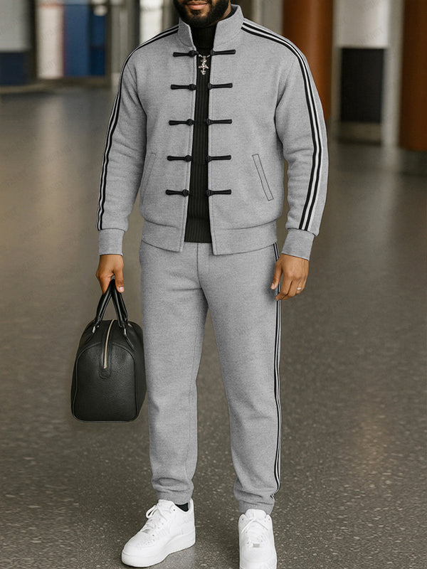 Modern Toggle Button Jacket Pants Set